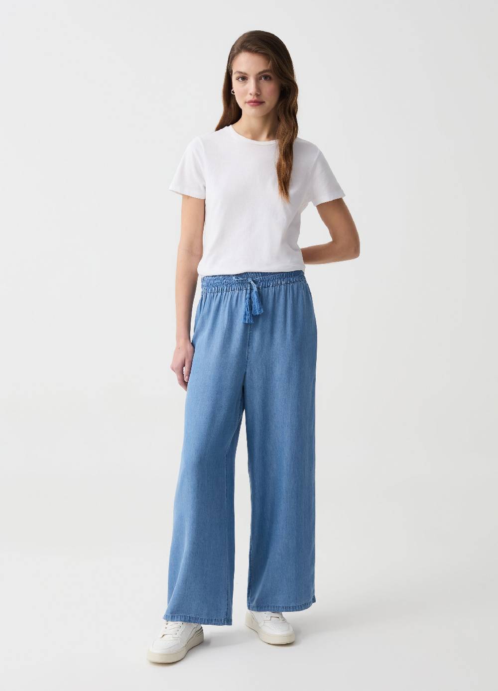 Ovs Joggers wide leg in denim fluido