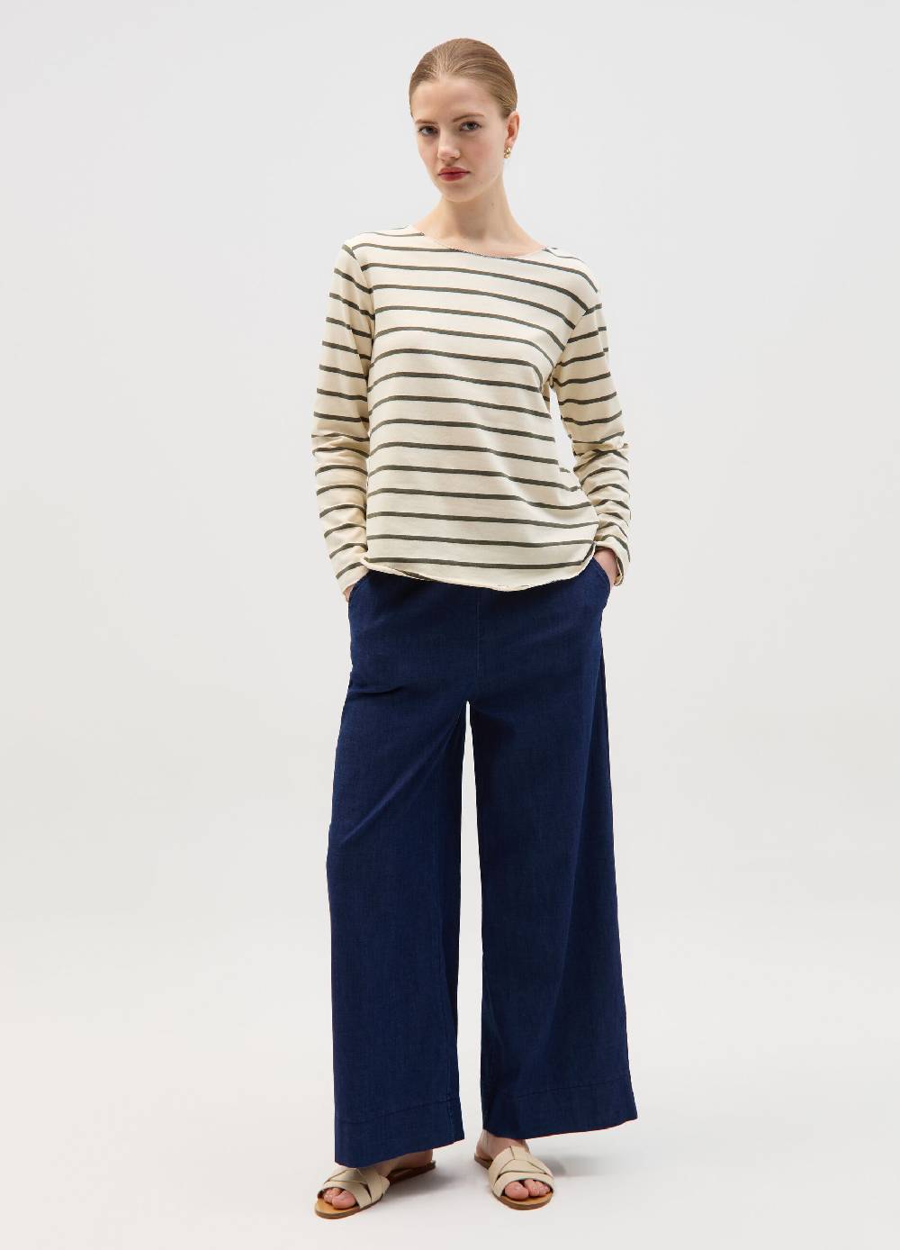 Ovs Joggers wide leg in denim stretch