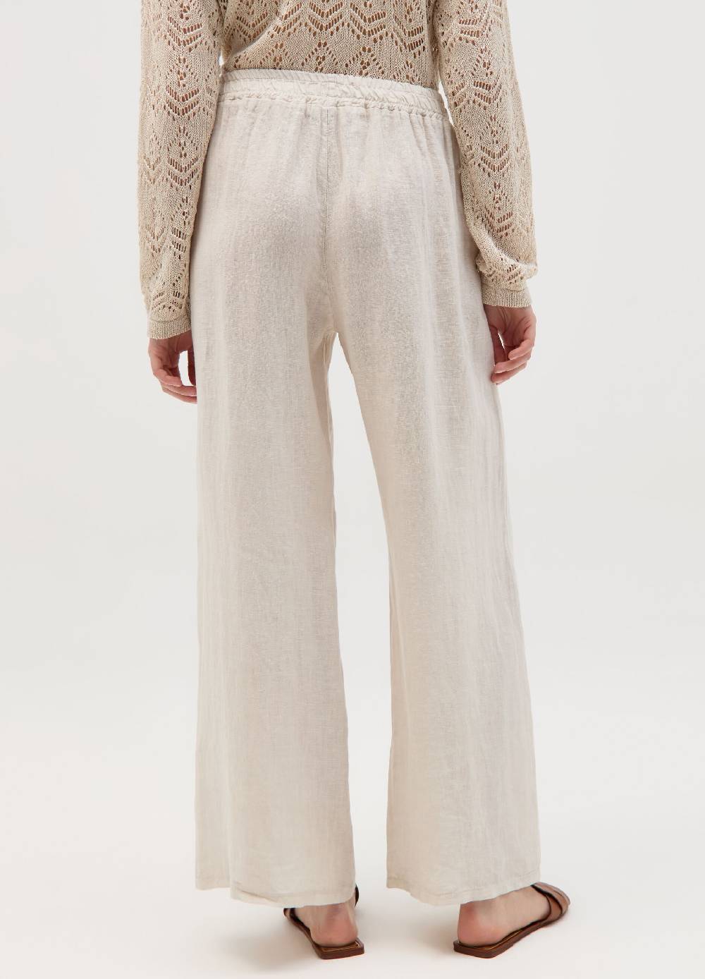 Ovs Joggers Wide Leg In Lino Con Coulisse