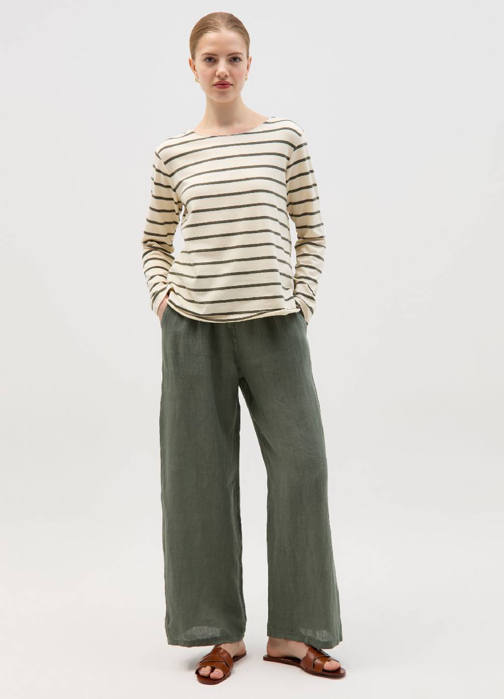 Ovs Joggers wide leg in lino con coulisse