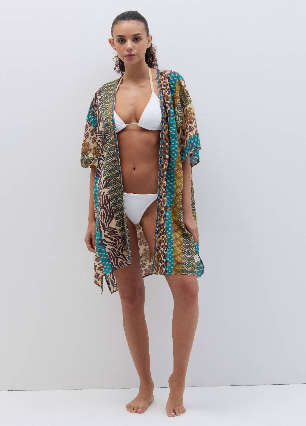 Ovs Kimono Aperto Copri Costume Stampa Esotica