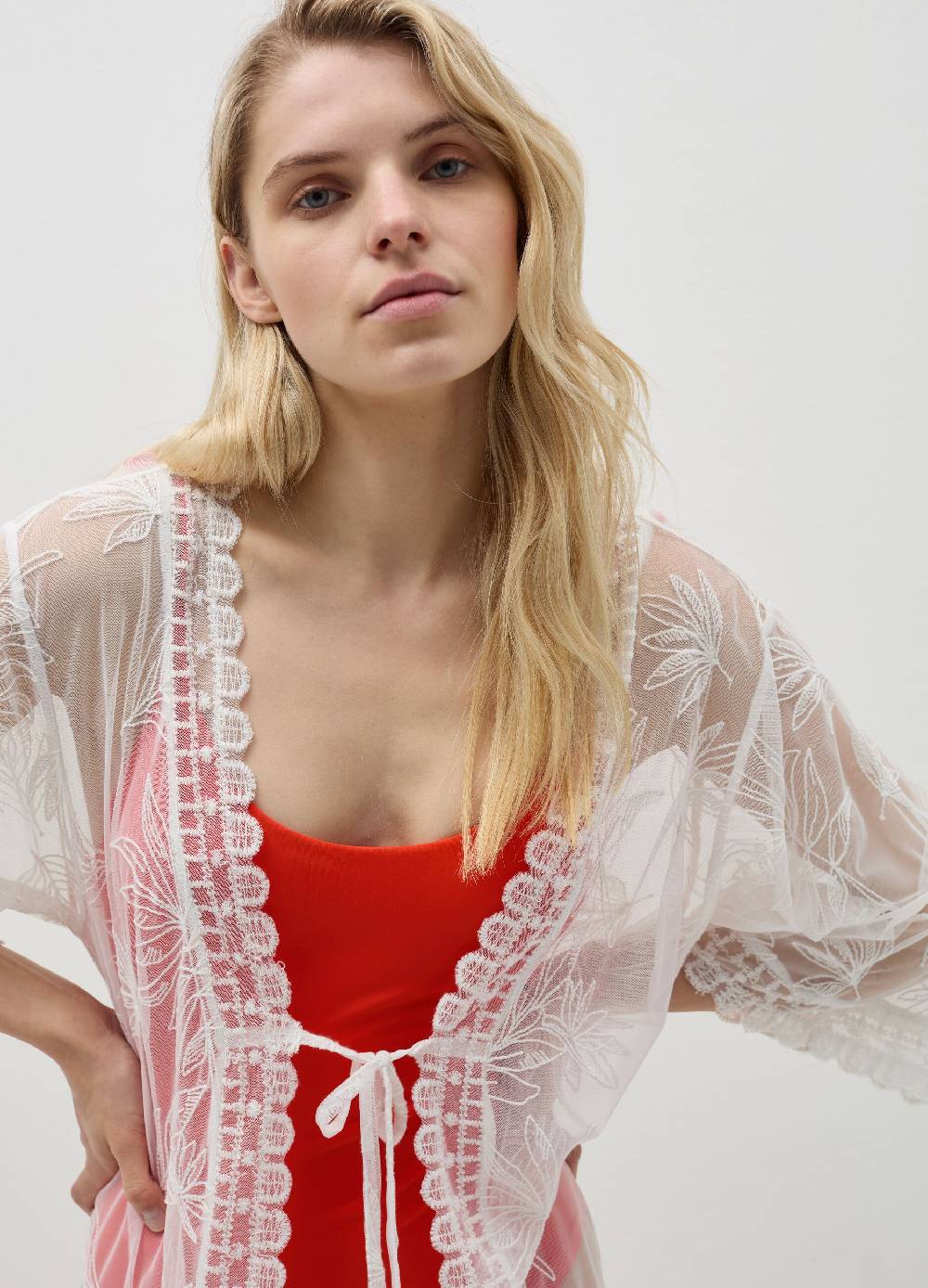 Ovs Kimono Copri Costume Con Ricamo Foliage