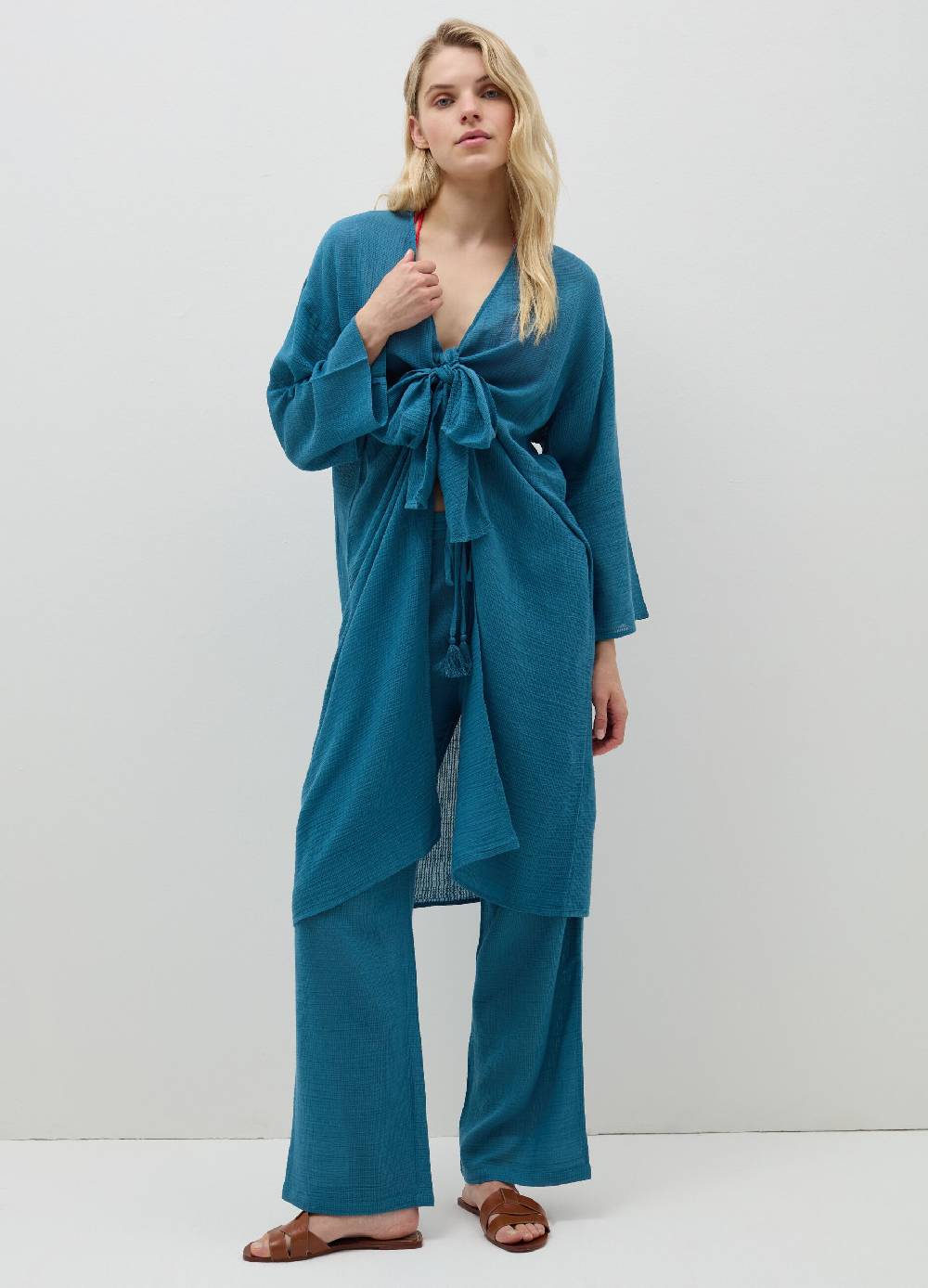 Ovs Kimono Copri Costume Scollo A V Con Nodo