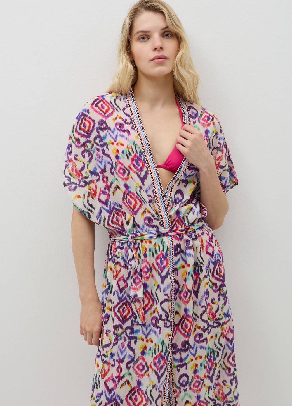 Ovs Kimono Lungo Copri Costume Stampa Ikat