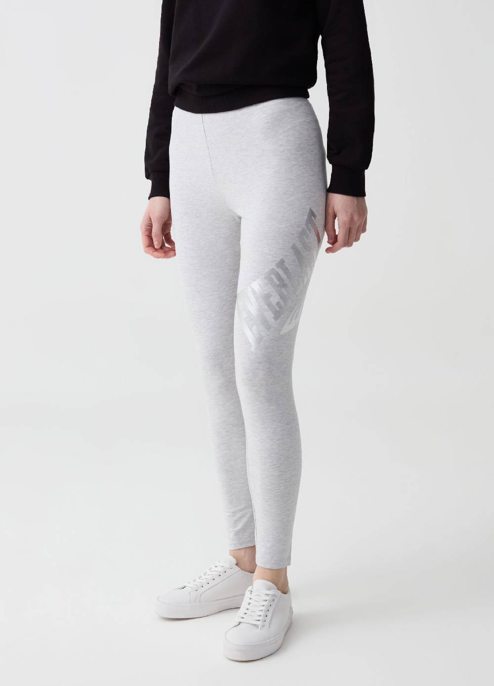 Ovs Leggings In Cotone Stretch Con Stampa Logo