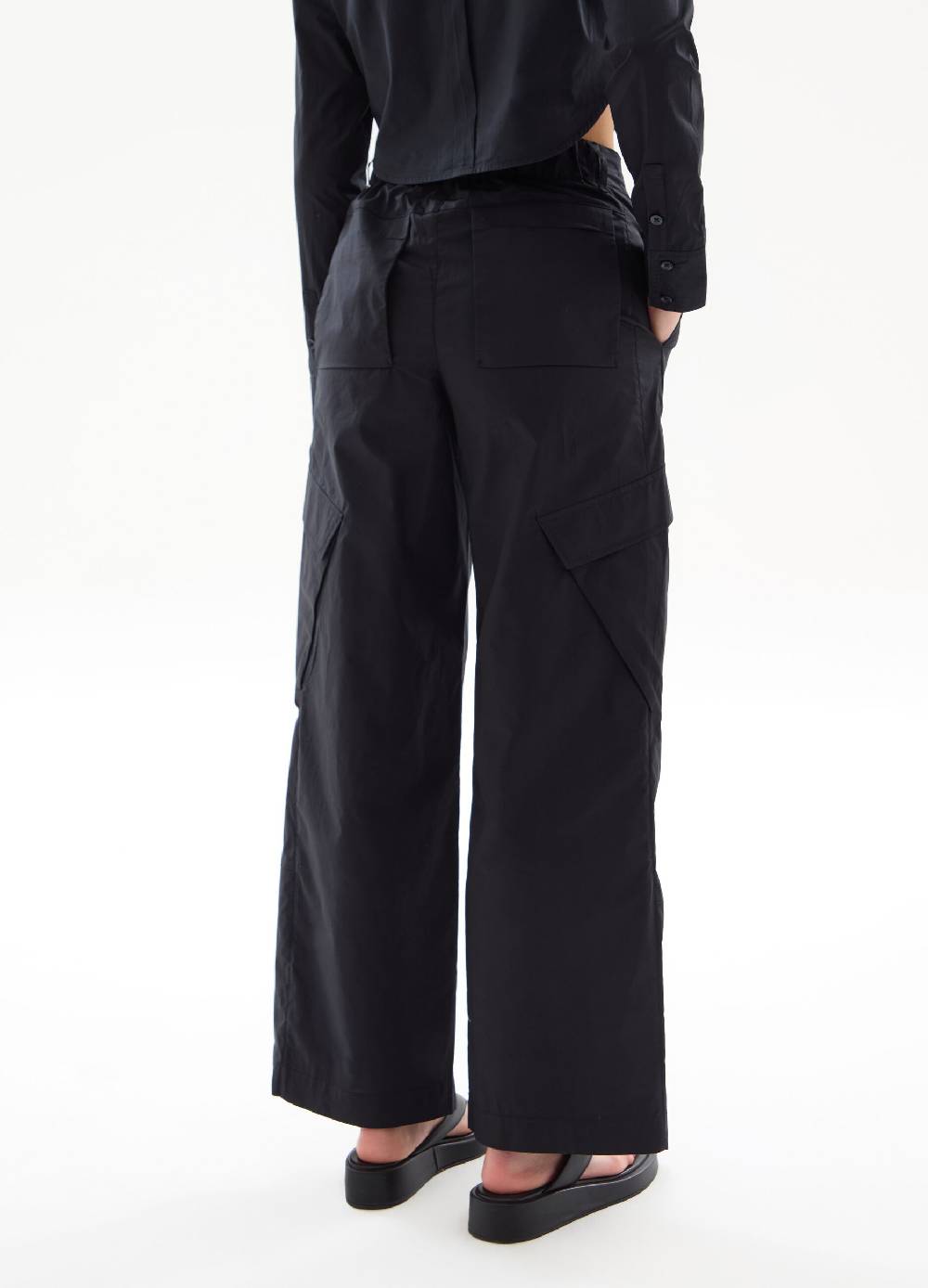 Ovs Light Cargo Wide Leg Pants Black