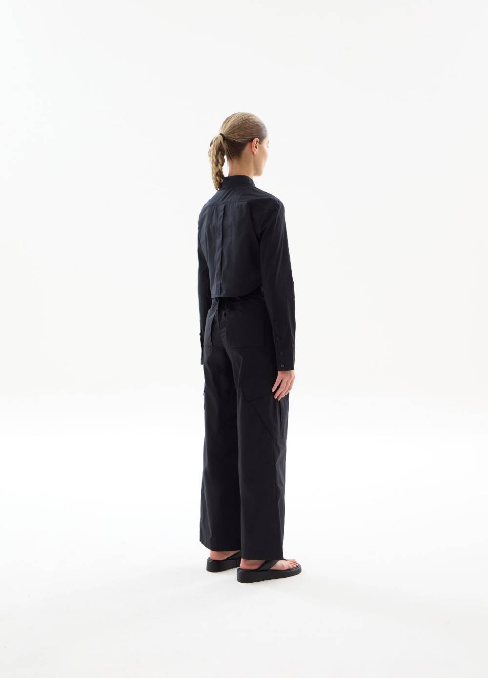 Ovs Light Cargo Wide Leg Pants Black