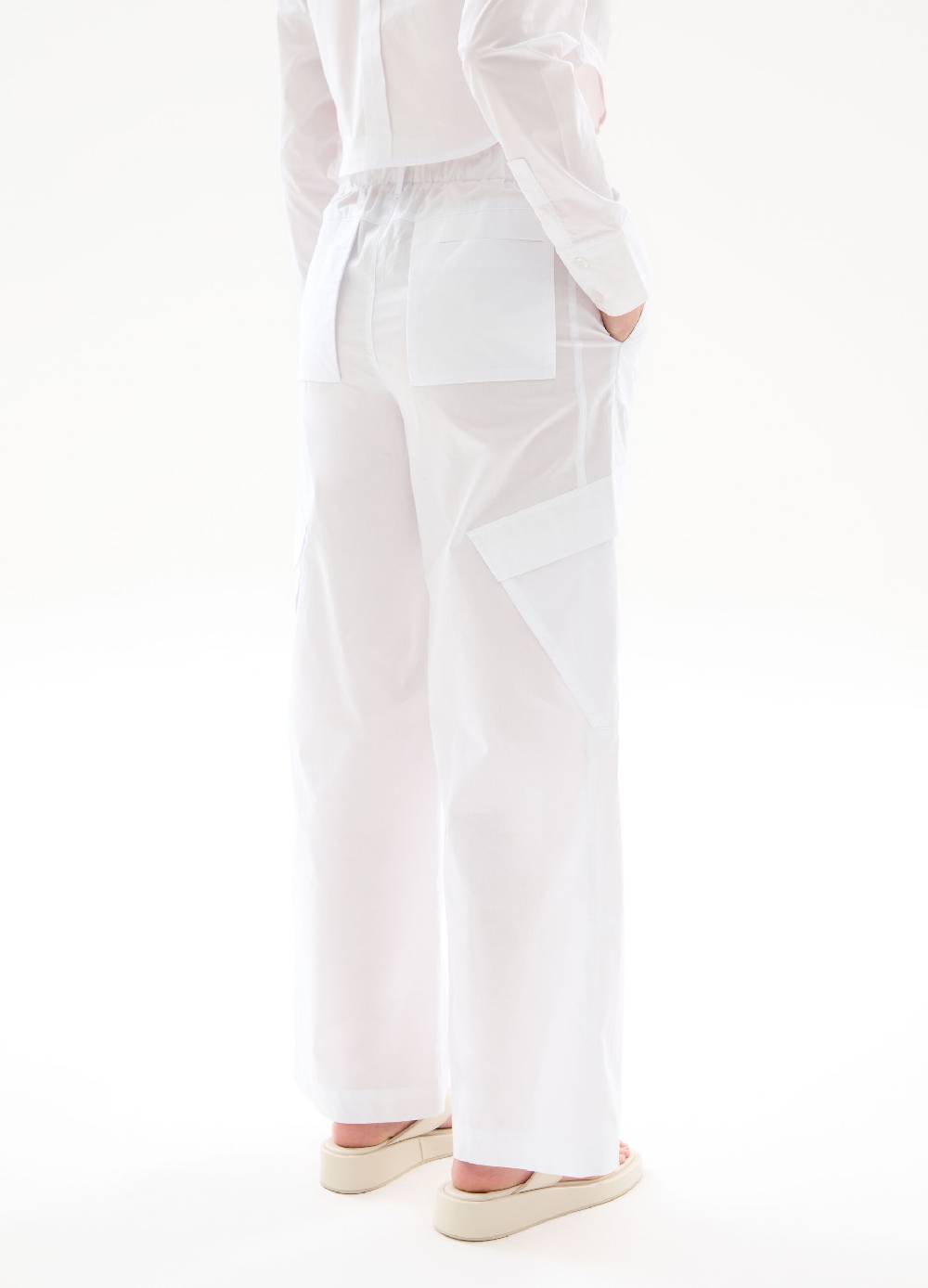 Ovs Light Cargo Wide Leg Pants White