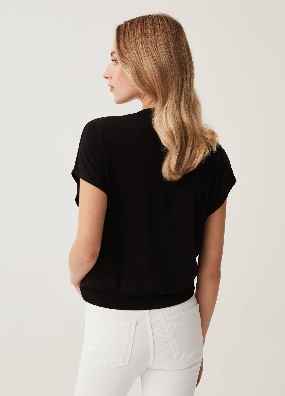 Ovs Maglia In Crêpe Con Scollo A V E Nodo