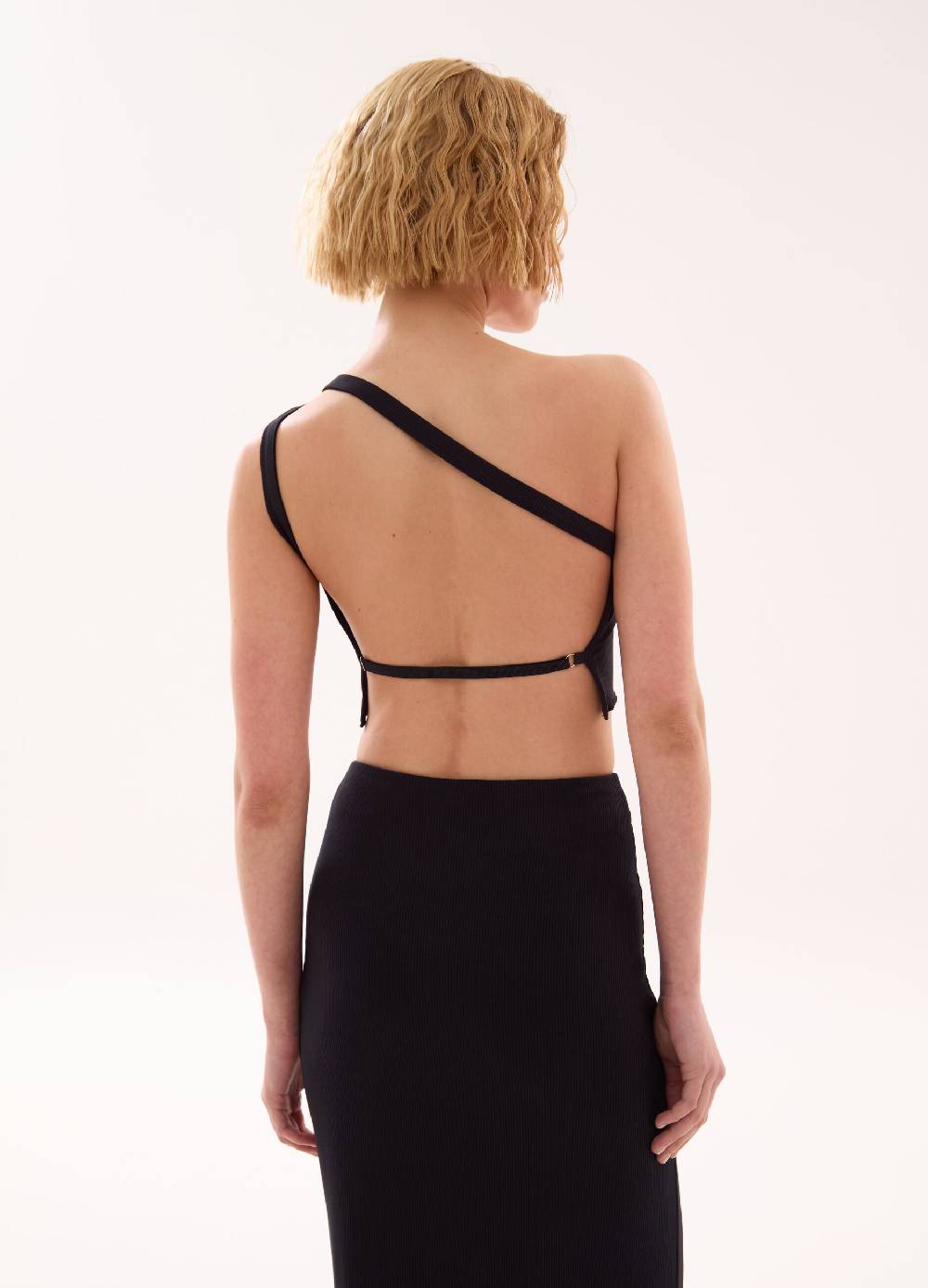 Ovs One Shoulder Backless Tank Black