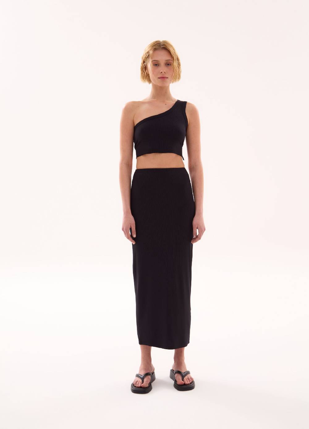 Ovs One Shoulder Backless Tank Black