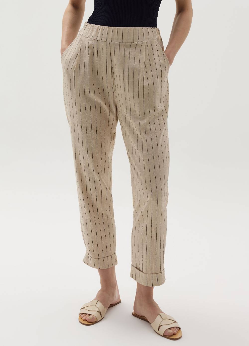 Ovs Pantalone A Sigaretta Gessato Crop