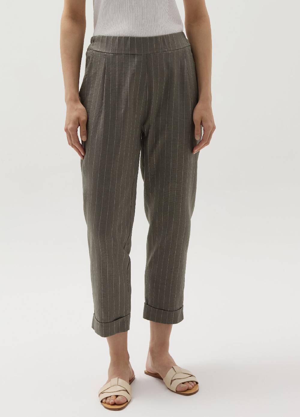 Ovs Pantalone A Sigaretta Gessato Crop