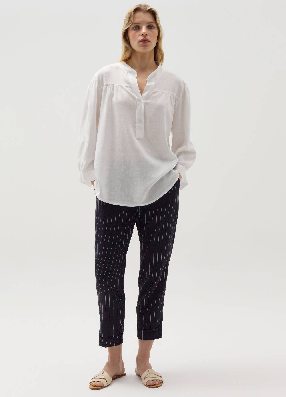 Ovs Pantalone a sigaretta gessato crop