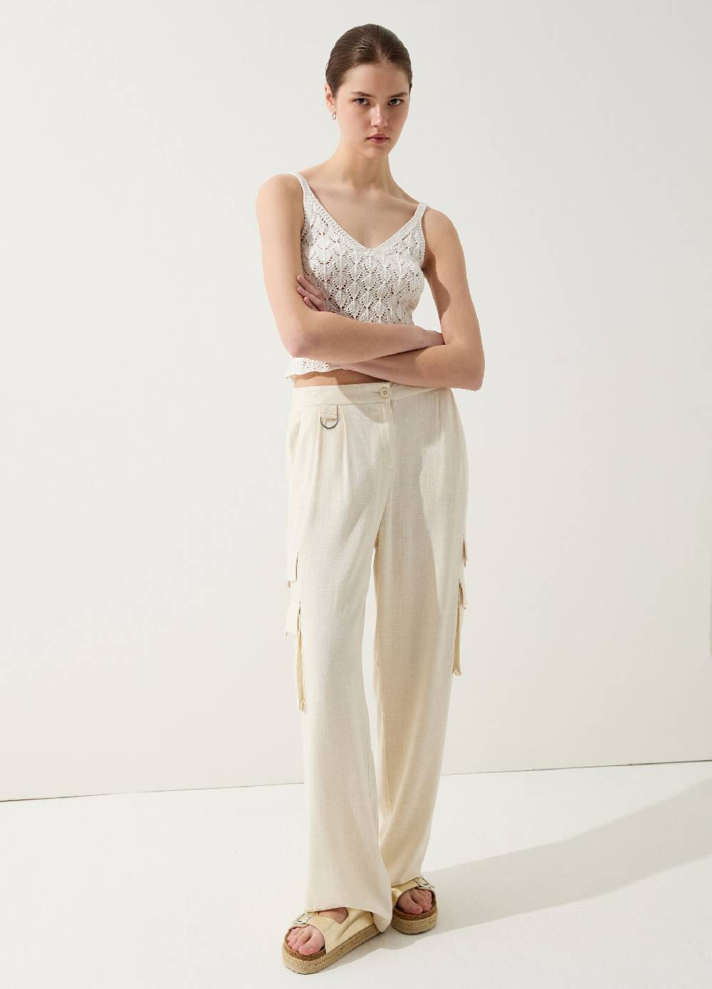 Ovs Pantalone cargo wide leg con pinces