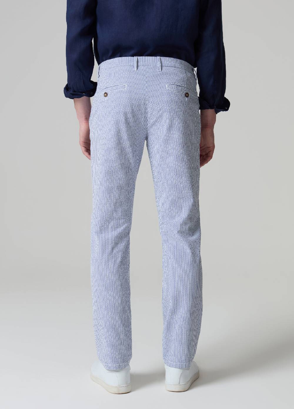 Ovs Pantalone Chino In Seersucker A Righe Sottili