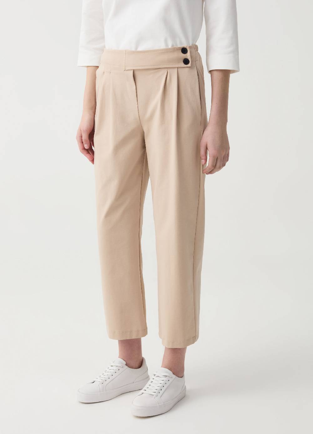 Ovs Pantalone Crop A Sigaretta Con Bottoni