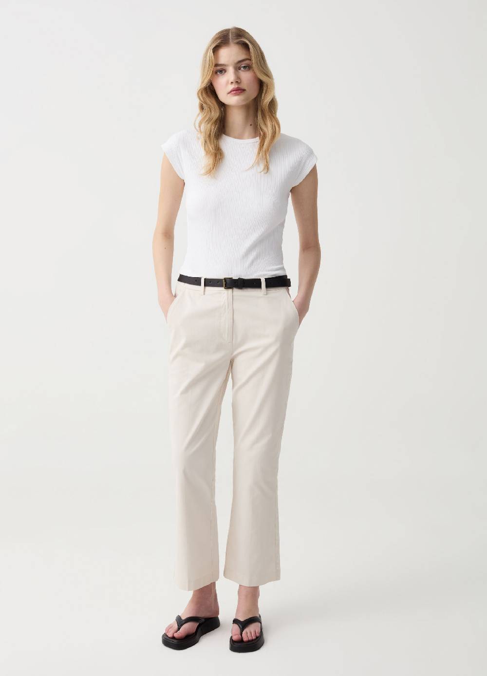 Ovs Pantalone crop a sigaretta in cotone