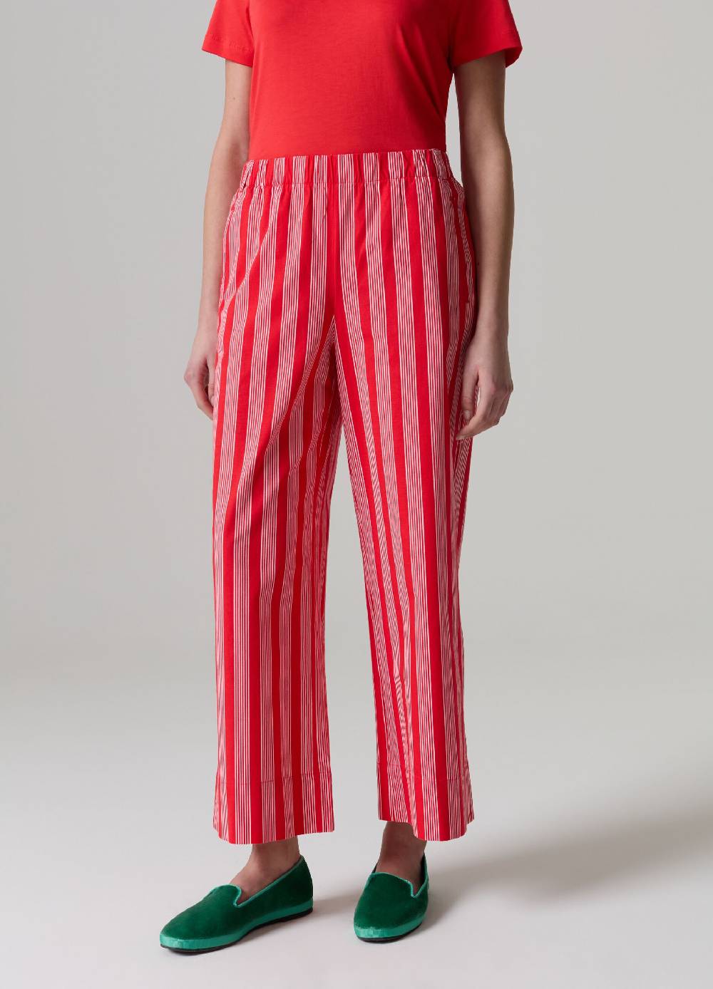 Ovs Pantalone Cropped Wide Leg A Righe Sottili