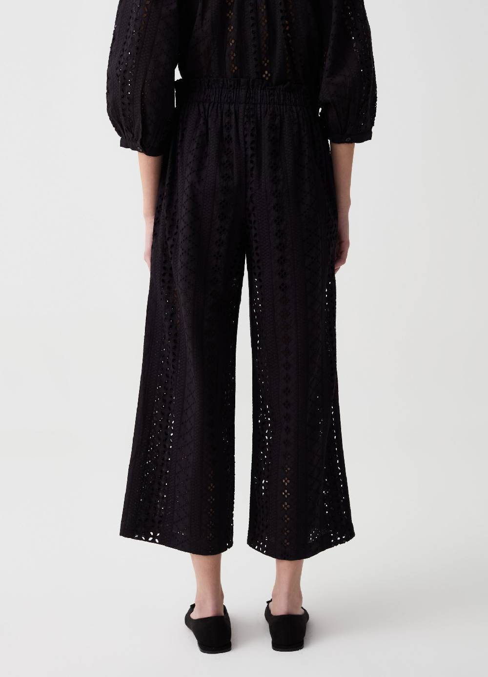 Ovs Pantalone Cropped Wide Leg In Sangallo