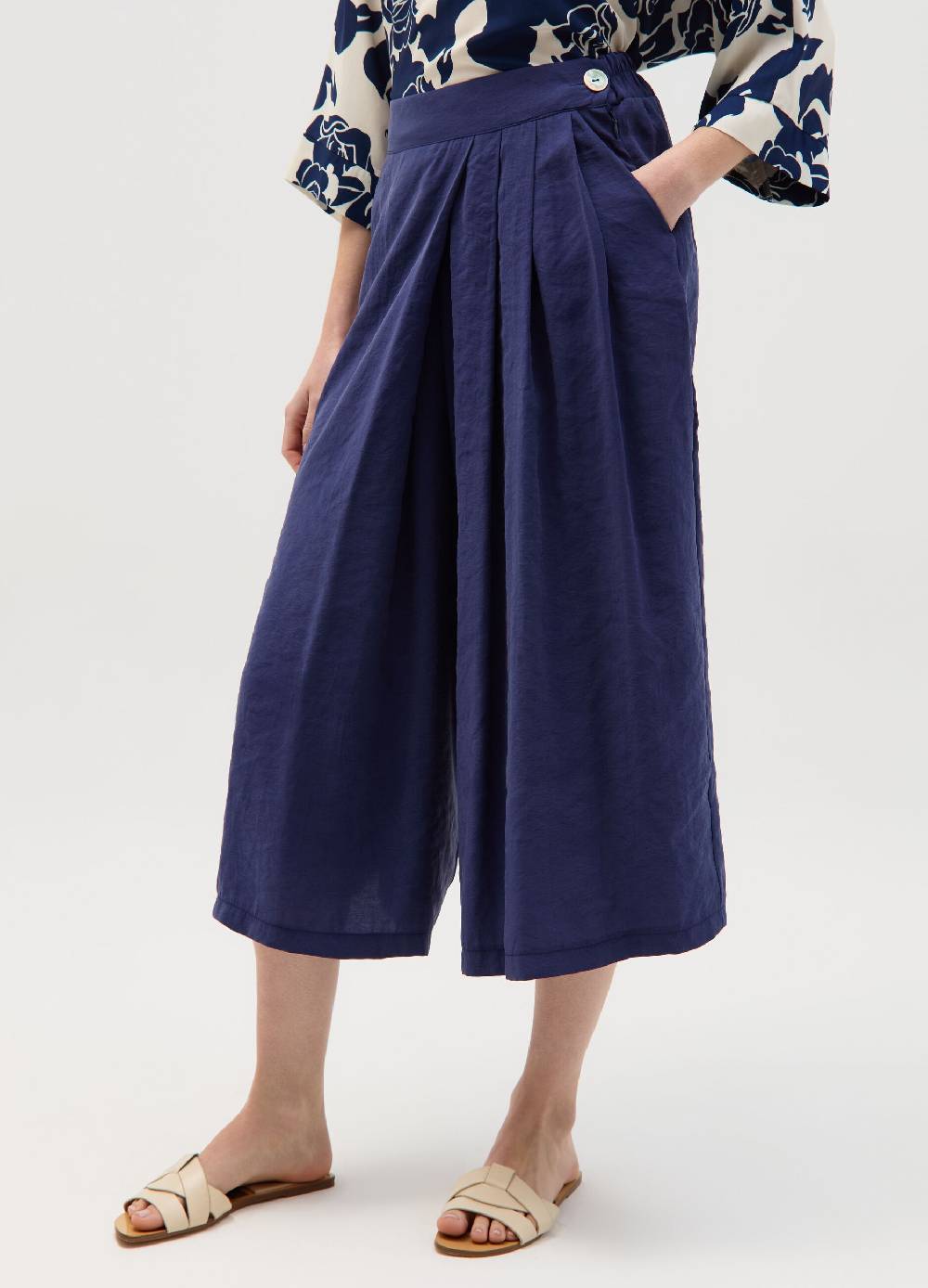 Ovs Pantalone Fluido Wide Leg Cropped