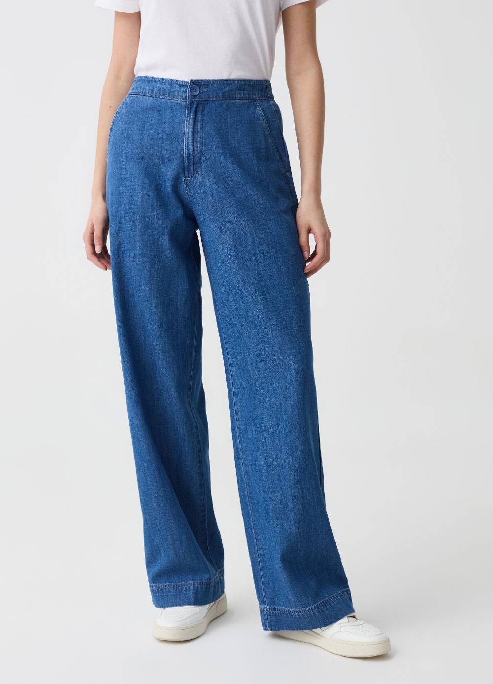 Ovs Pantalone Fluido Wide Leg Effetto Denim