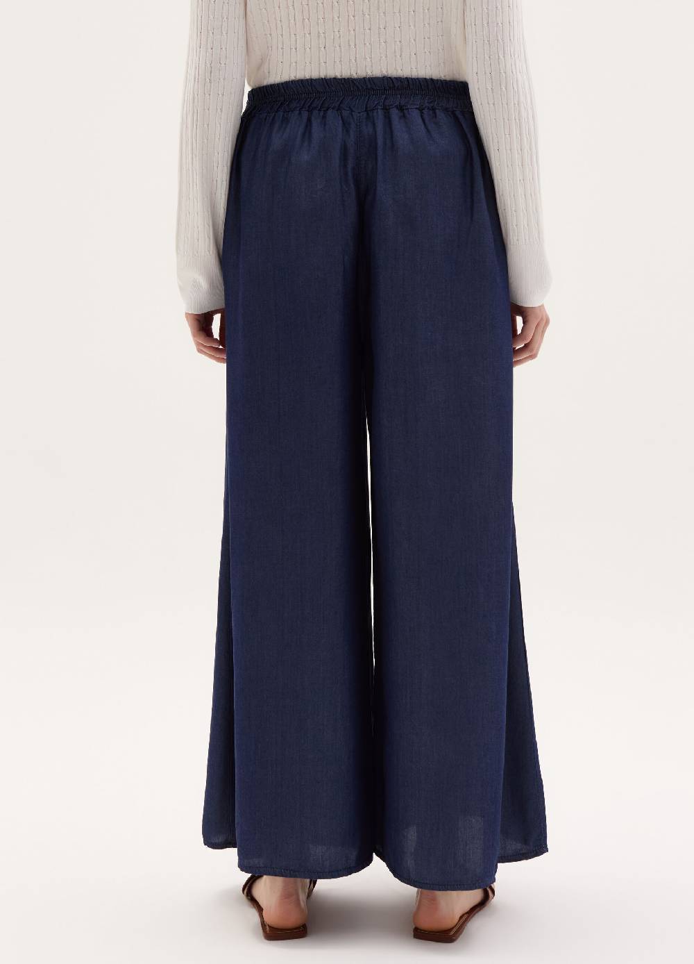 Ovs Pantalone Fluido Wide Leg Effetto Denim