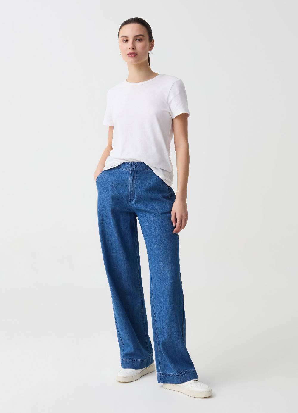 Ovs Pantalone fluido wide leg effetto denim