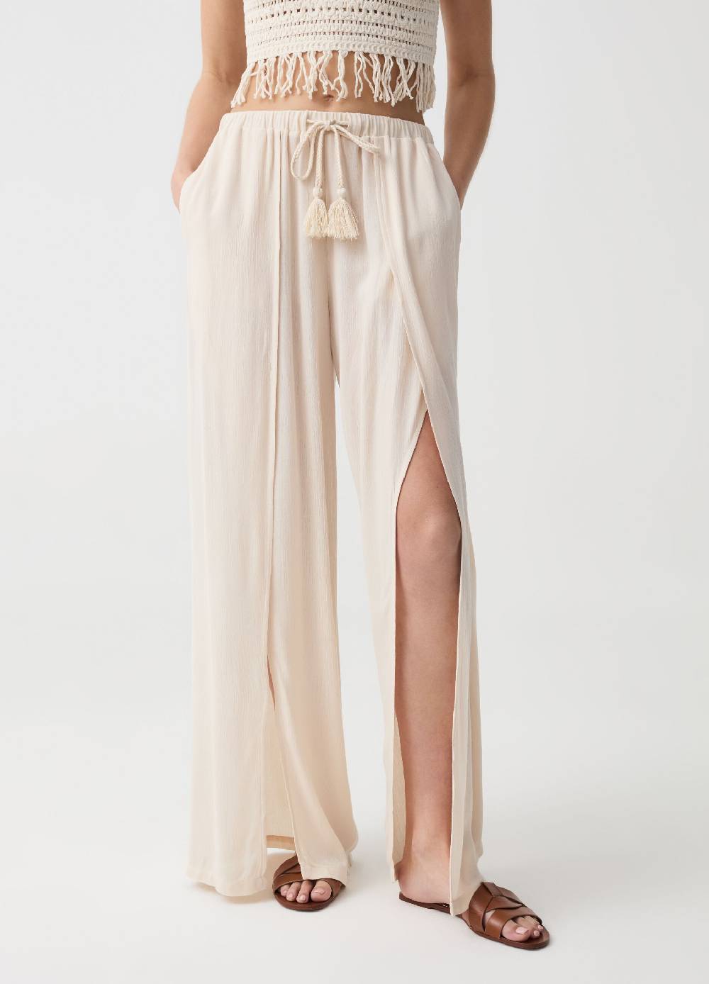 Ovs Pantalone Palazzo Wide Leg Con Spacchi