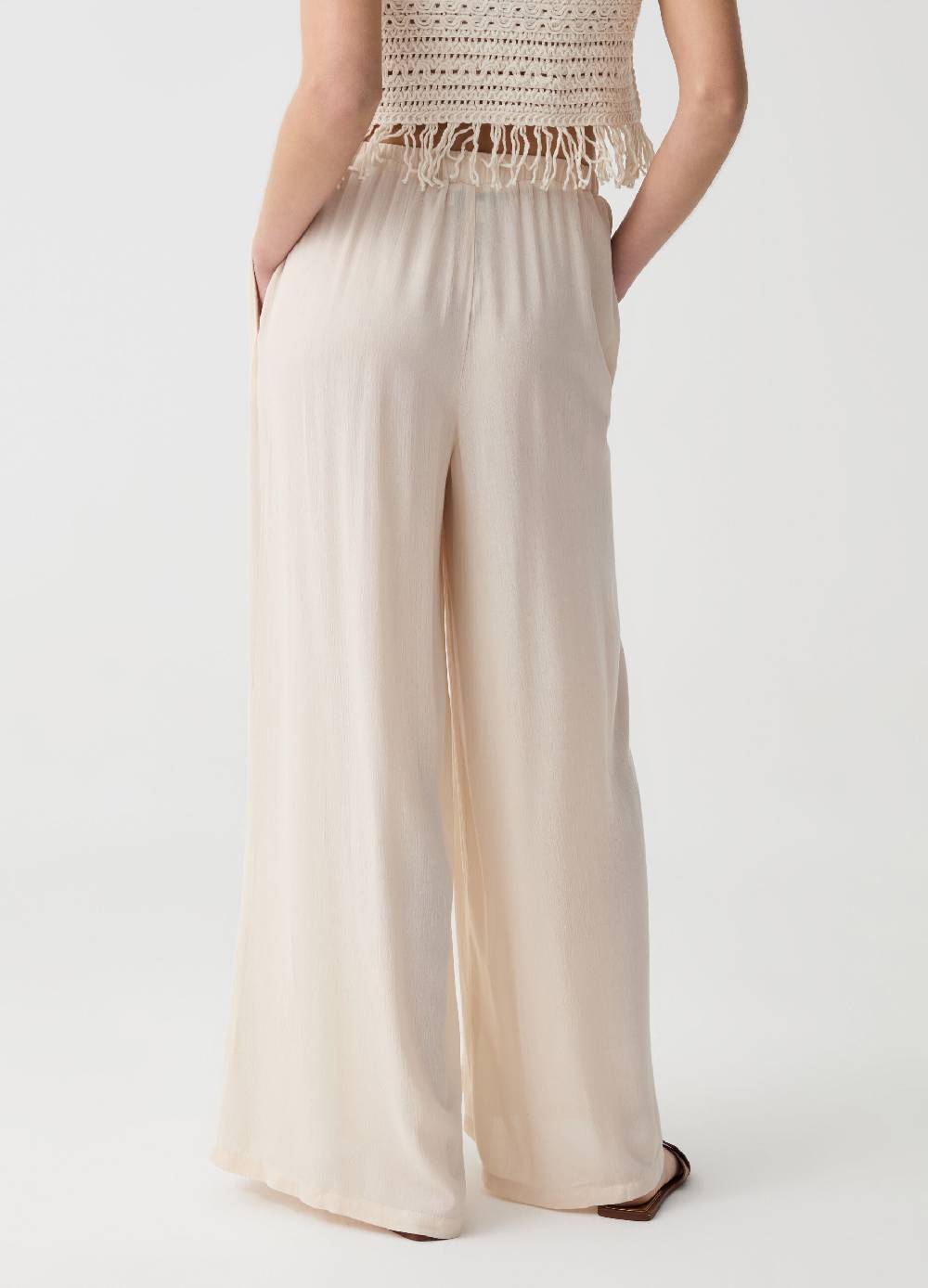 Ovs Pantalone Palazzo Wide Leg Con Spacchi