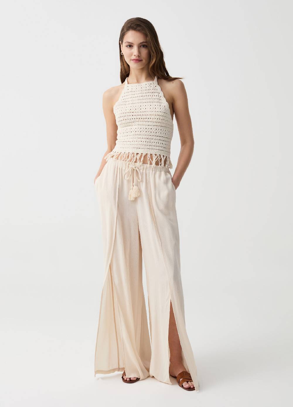 Ovs Pantalone palazzo wide leg con spacchi