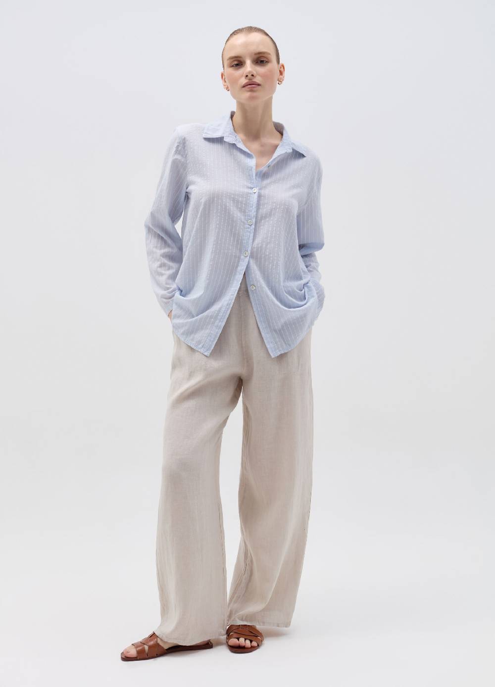 Ovs Pantalone palazzo wide leg in lino