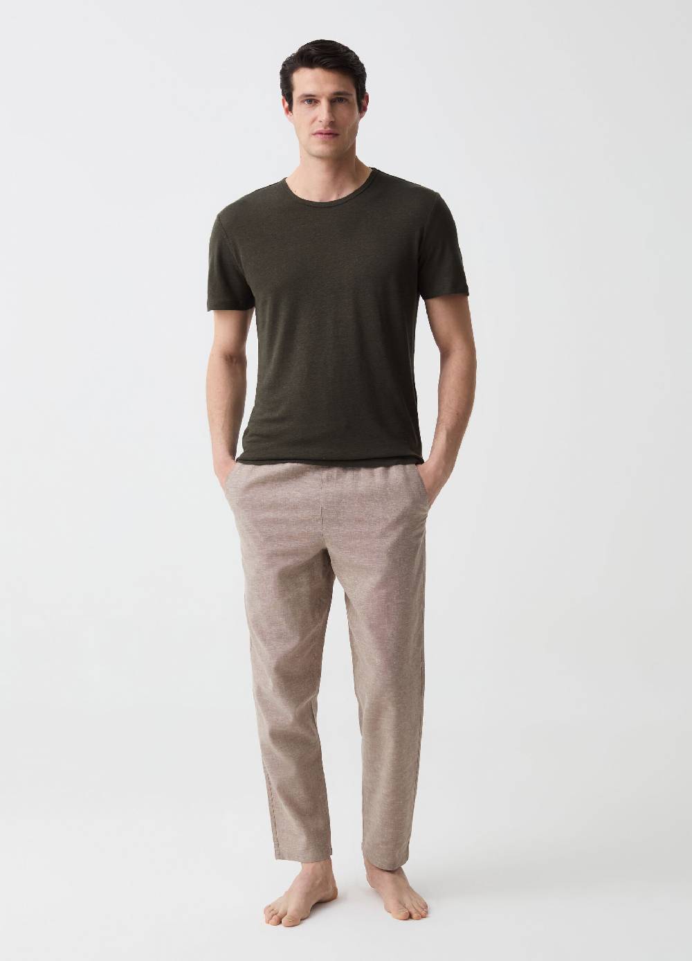 Ovs Pantalone pigiama lungo in lino e cotone