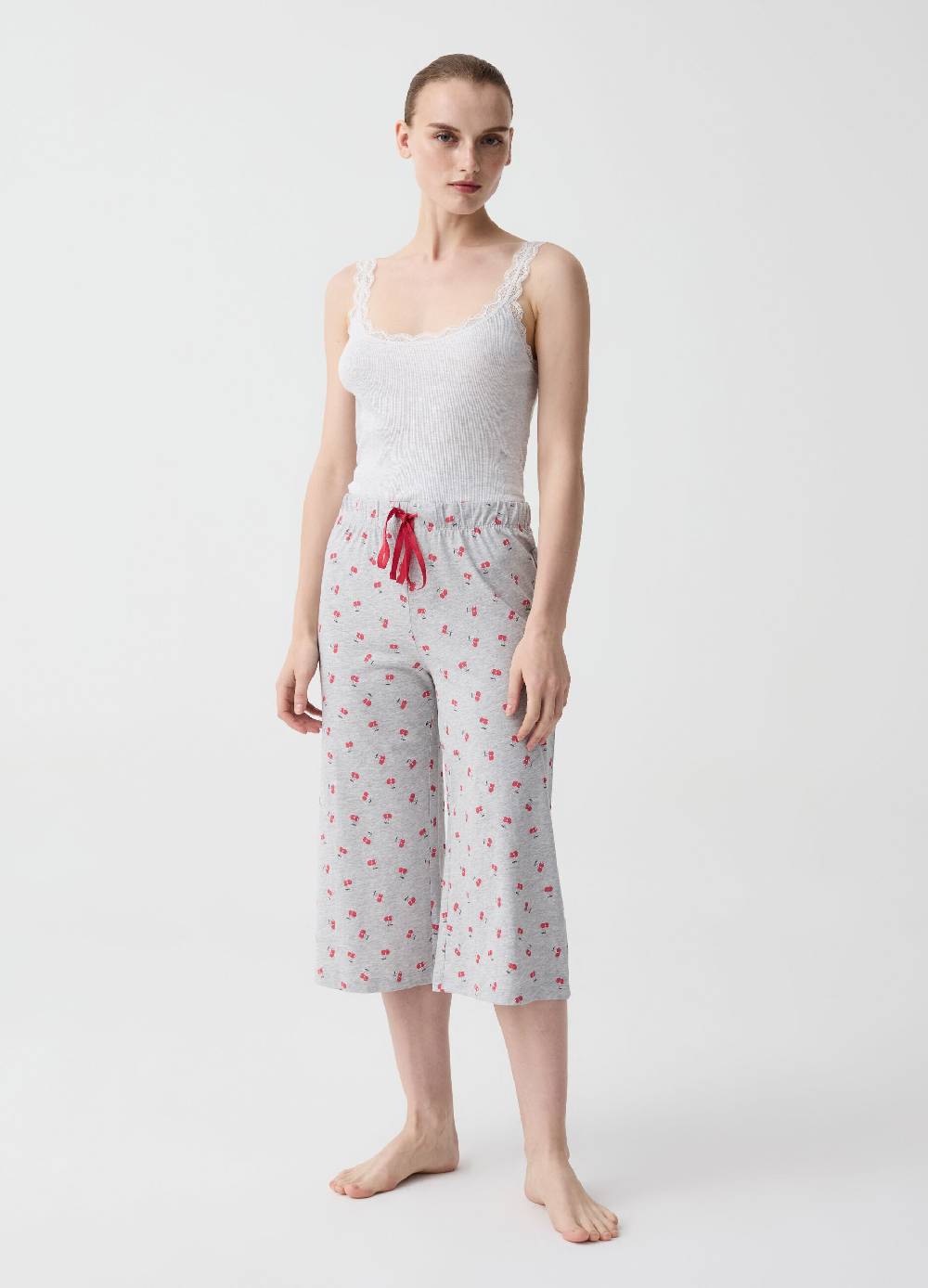 Ovs Pantalone pigiama pinocchietto con ciliegie