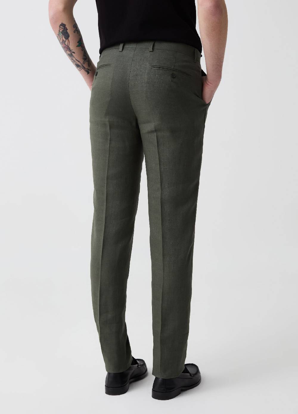 Ovs Pantalone Slim Fit In Lino Tinta Unita