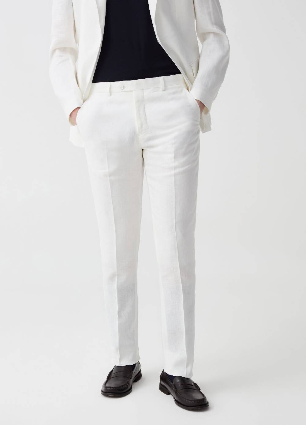 Ovs Pantalone Slim Fit In Lino Tinta Unita