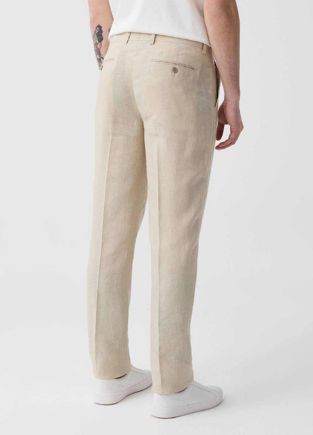 Ovs Pantalone Slim Fit In Lino Tinta Unita