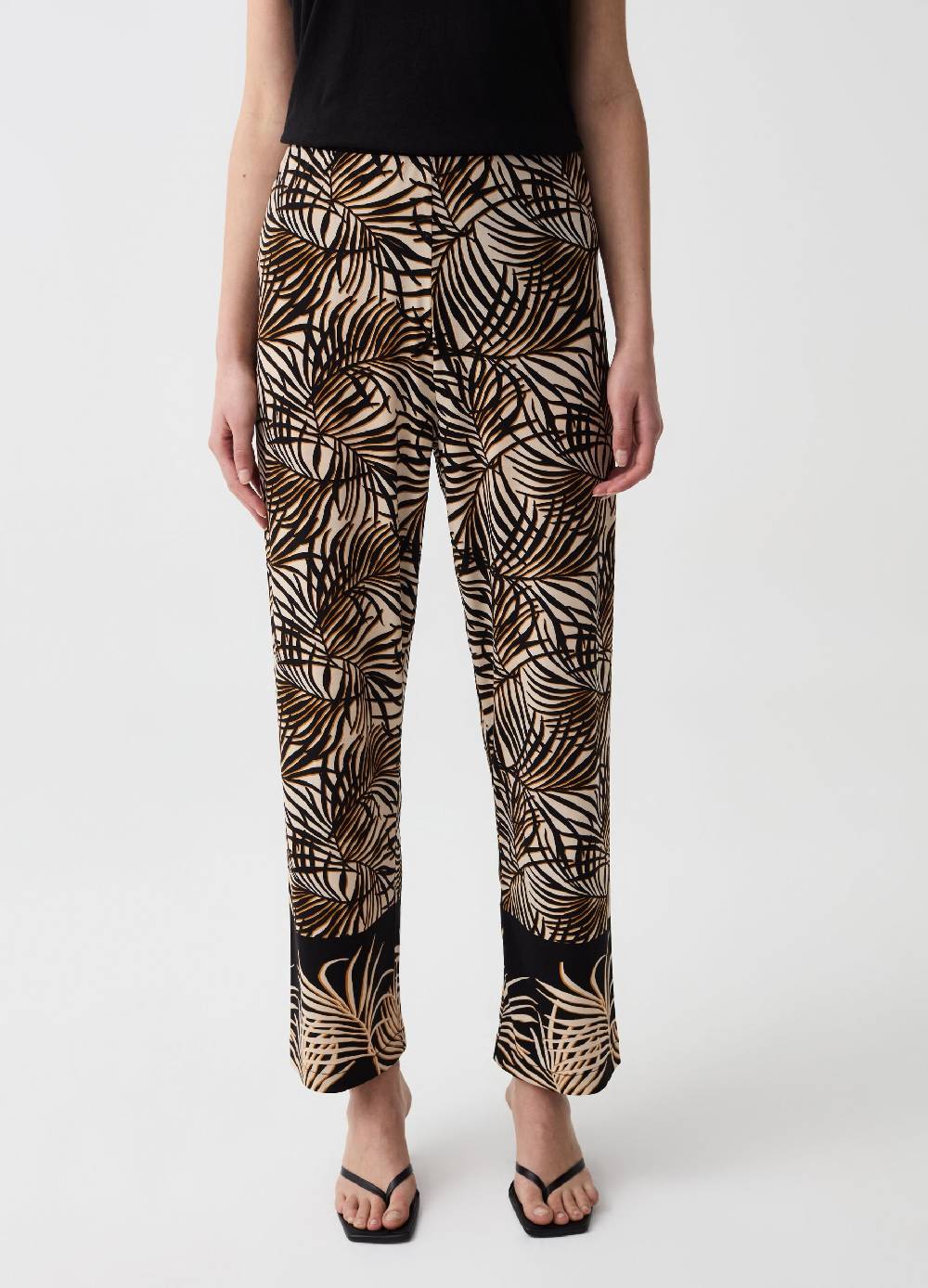 Ovs Pantalone Wide Leg Con Stampa Tropicale