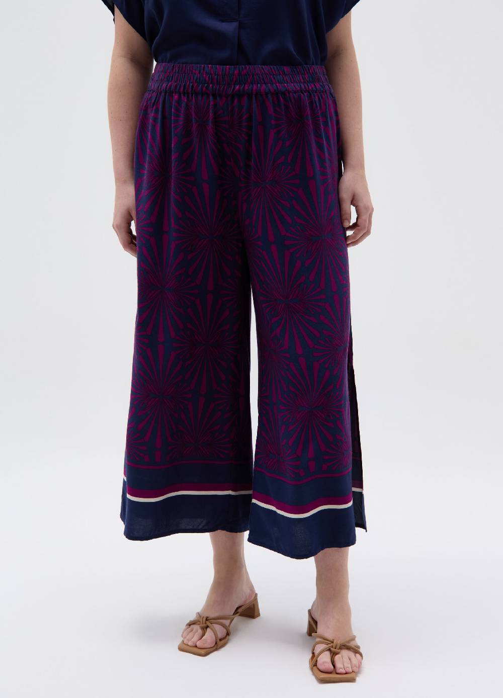 Ovs Pantalone Wide Leg Crop Stampato Curvy