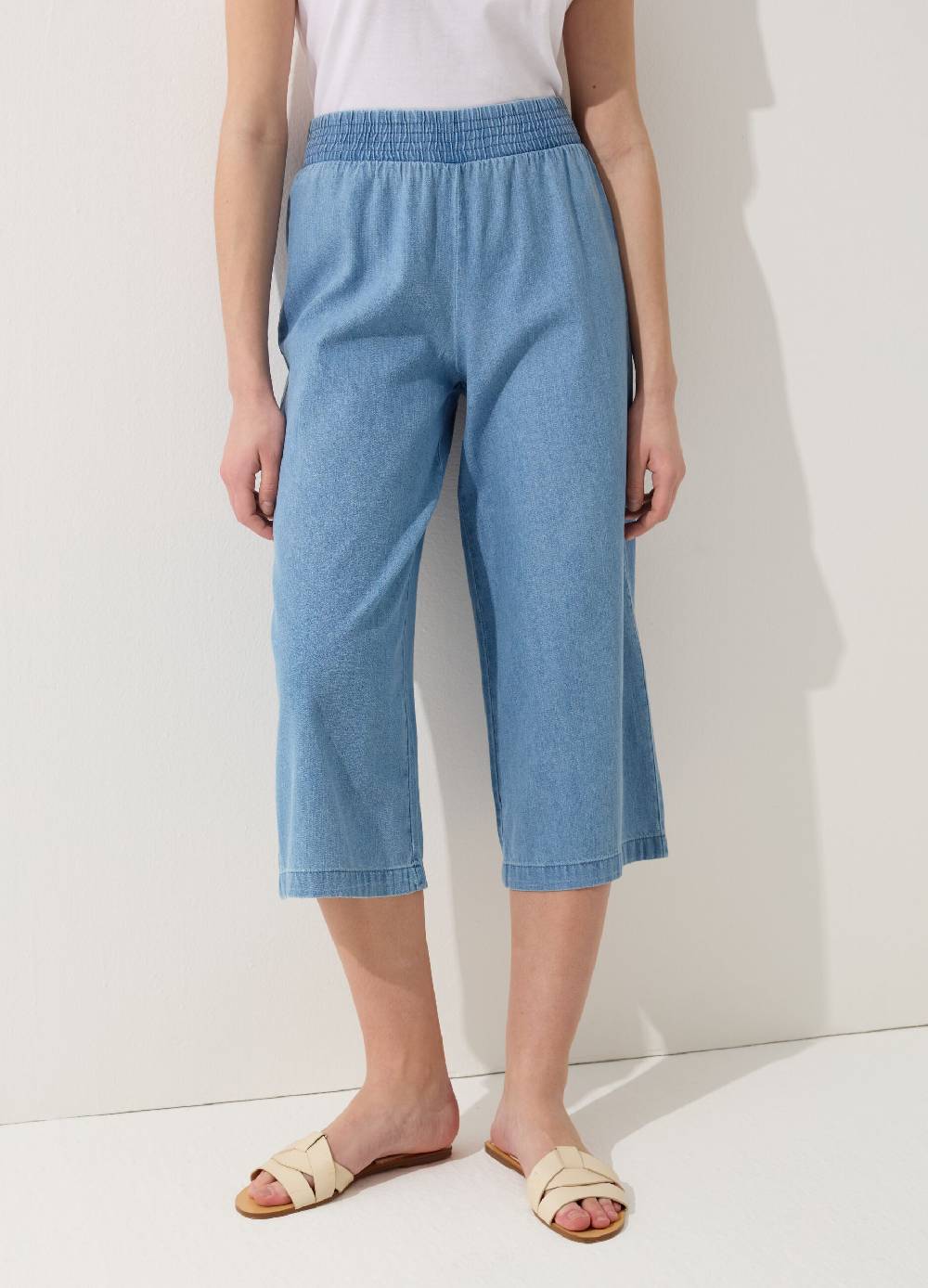 Ovs Pantalone Wide Leg Cropped Effetto Denim