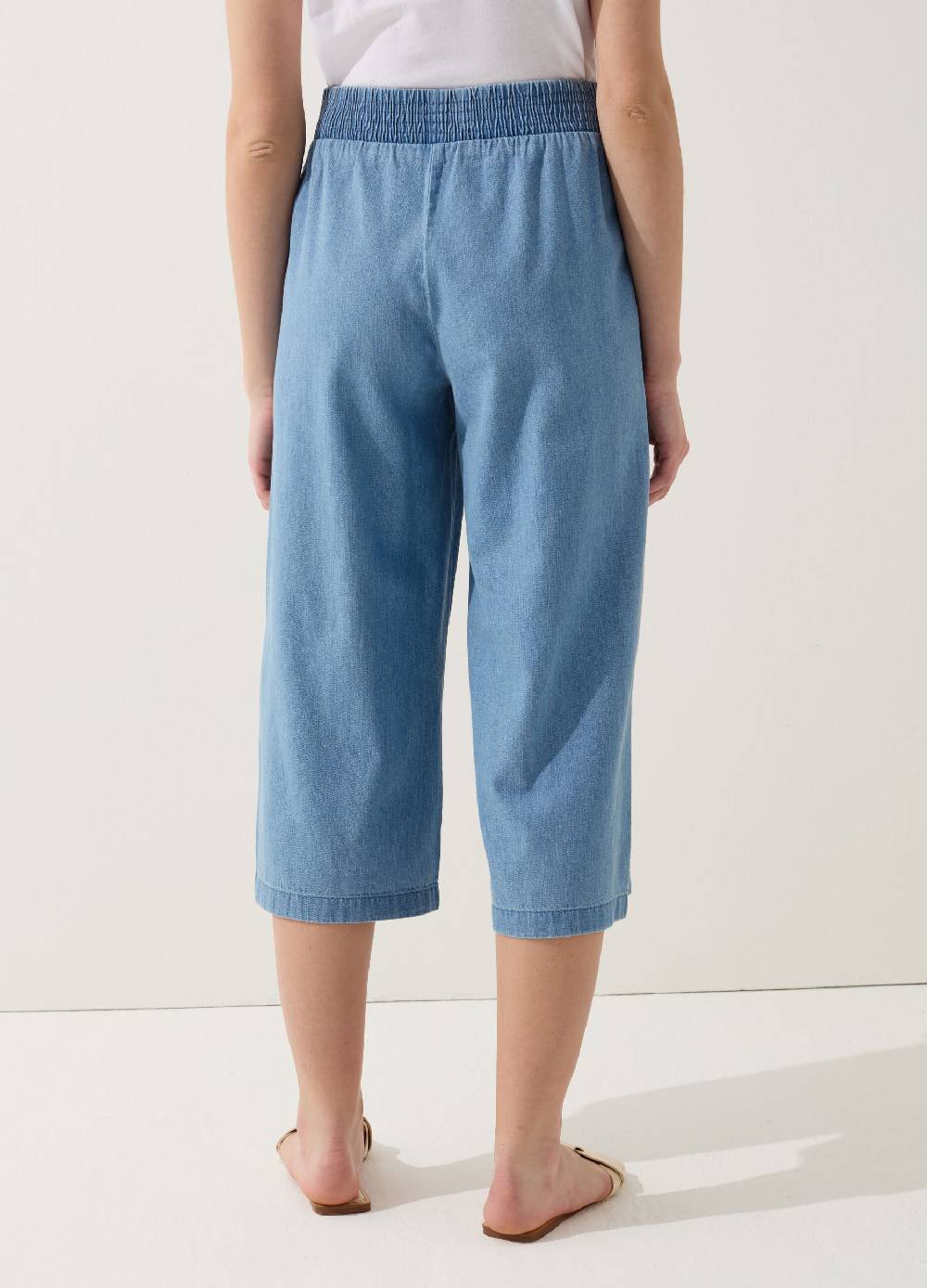 Ovs Pantalone Wide Leg Cropped Effetto Denim