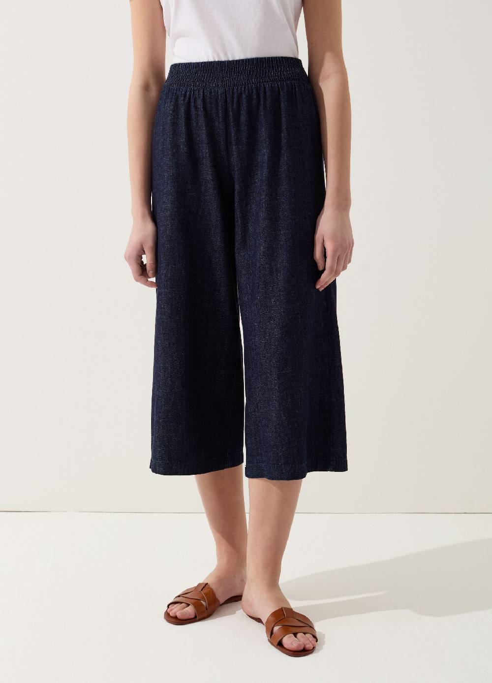 Ovs Pantalone Wide Leg Cropped Effetto Denim