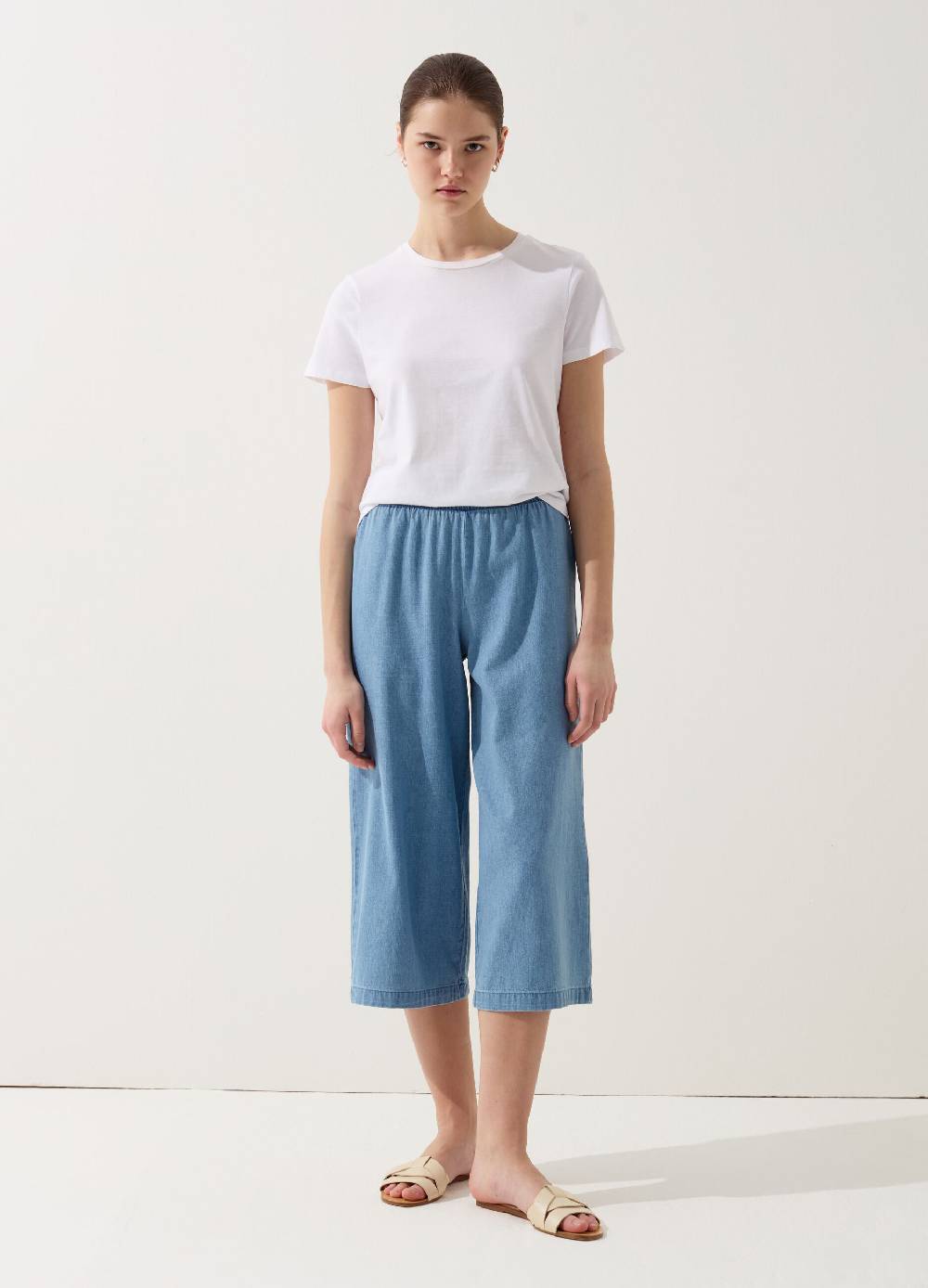 Ovs Pantalone wide leg cropped effetto denim