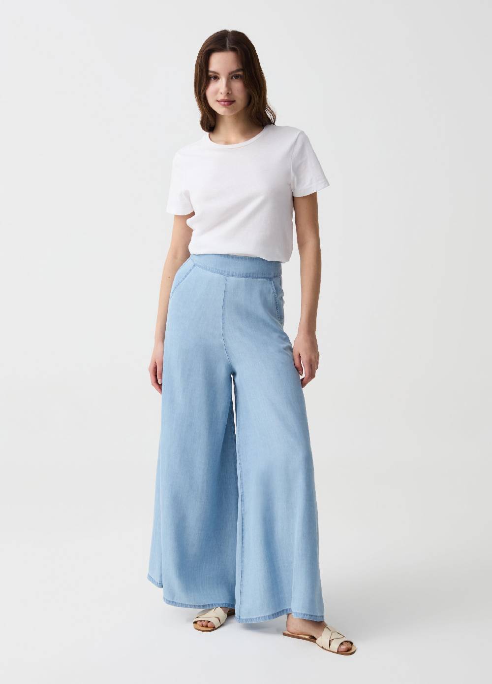 Ovs Pantalone wide leg effetto denim