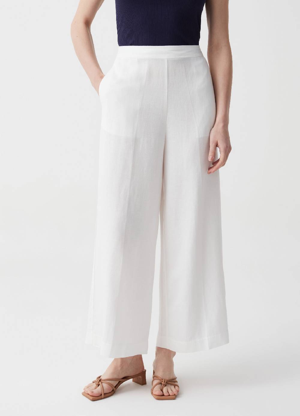 Ovs Pantalone Wide Leg In Lino E Viscosa