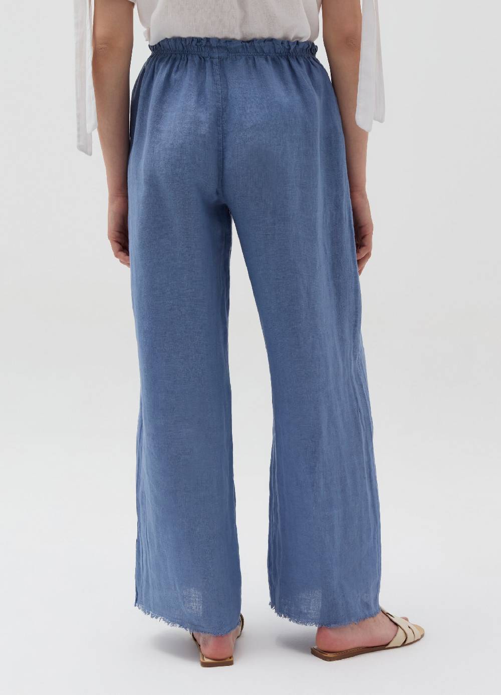 Ovs Pantalone Wide Leg Sfrangiato In Lino