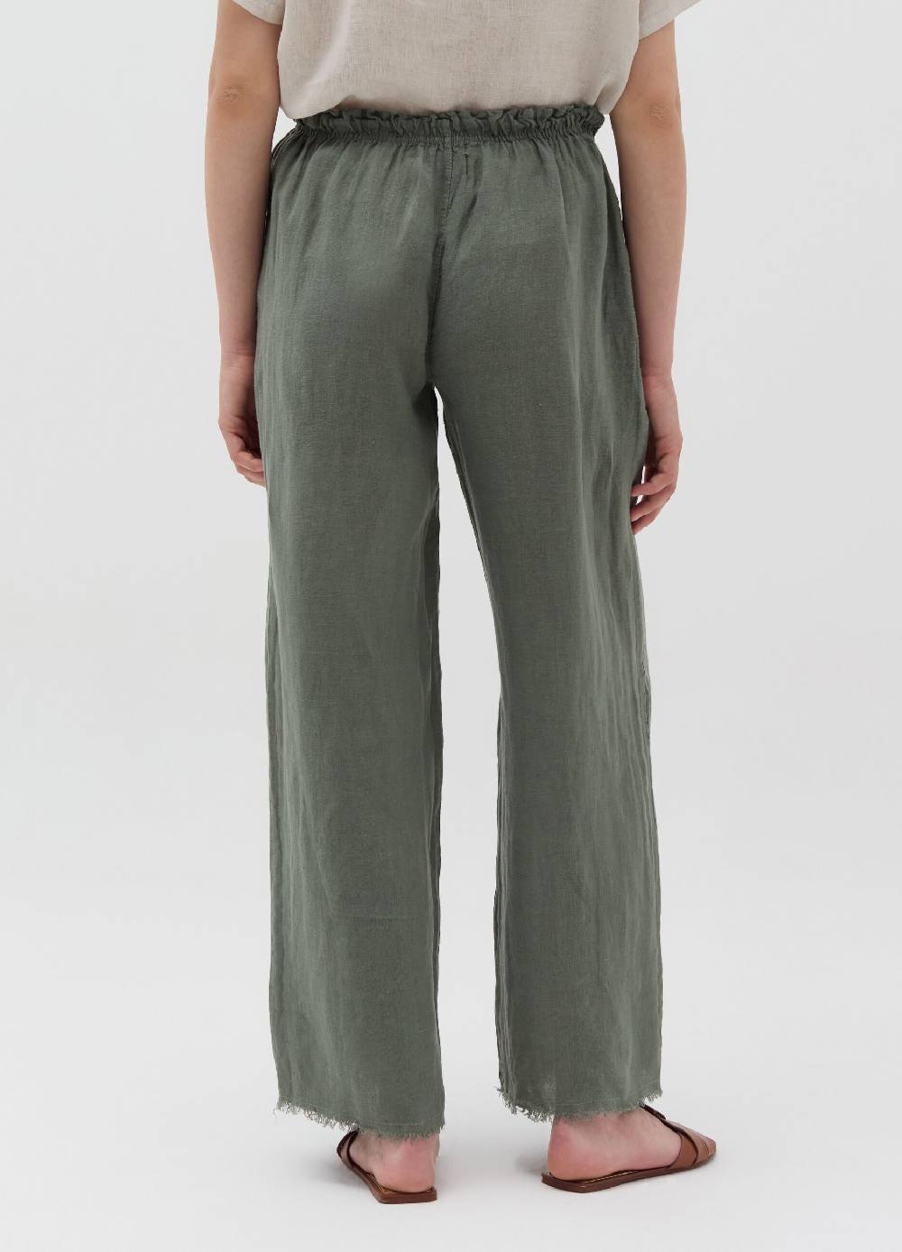 Ovs Pantalone Wide Leg Sfrangiato In Lino