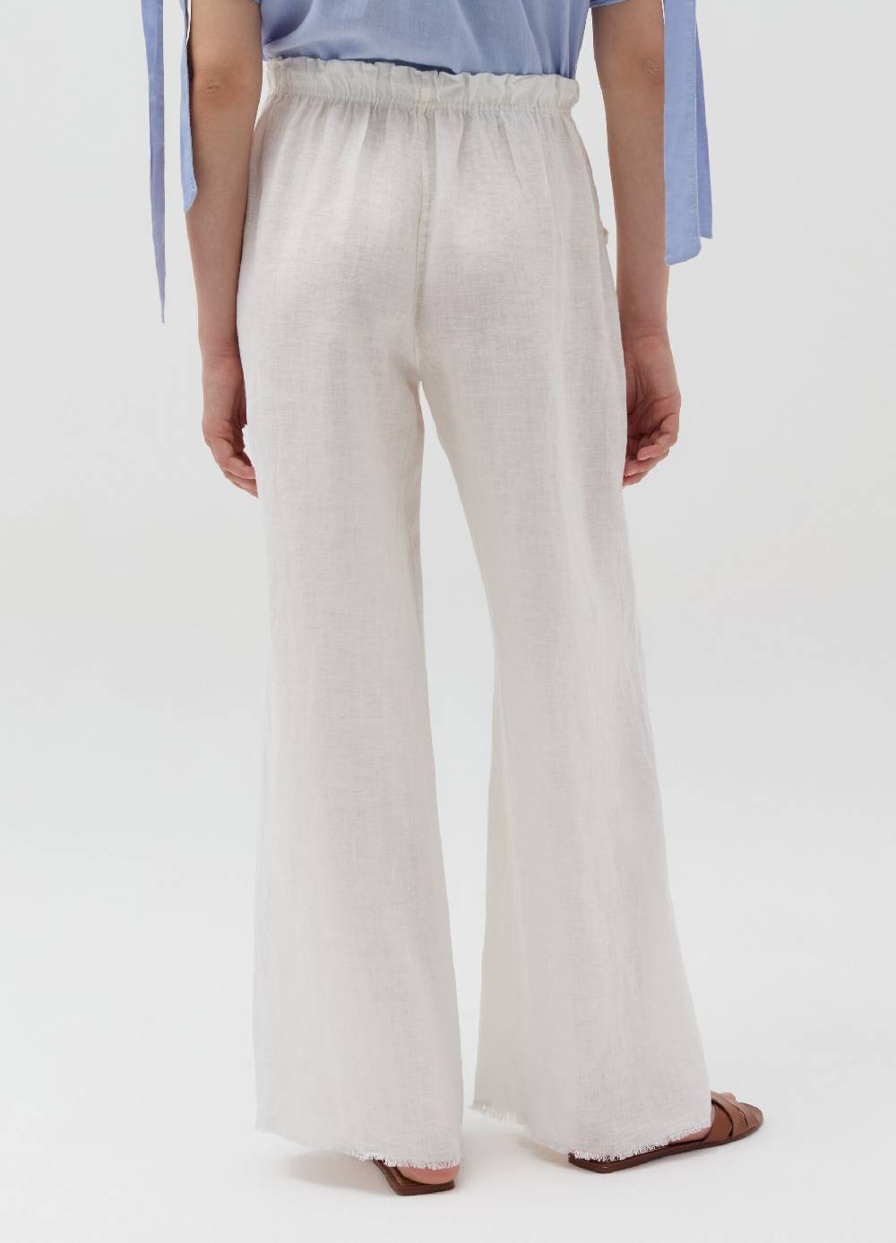 Ovs Pantalone Wide Leg Sfrangiato In Lino