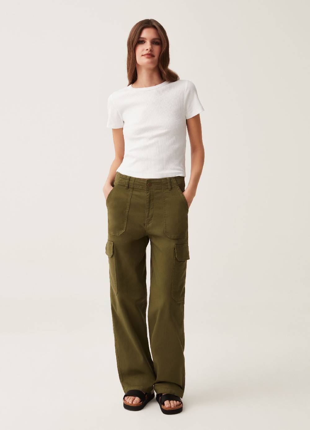 Ovs Pantaloni cargo in cotone stretch