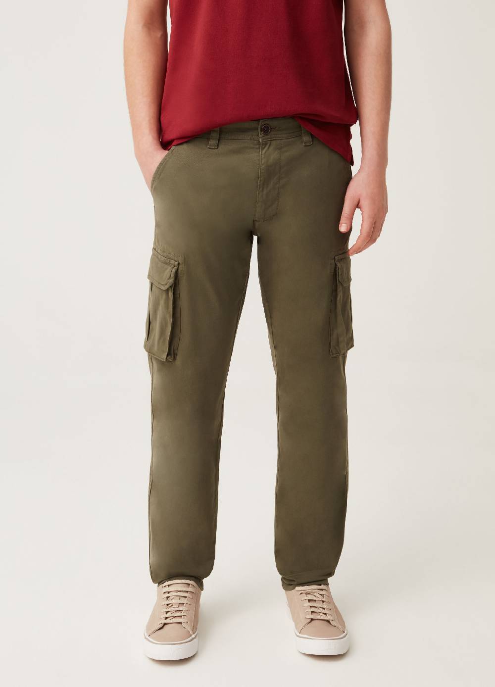 Ovs Pantaloni Cargo In Cotone Tinto Filo Stretch